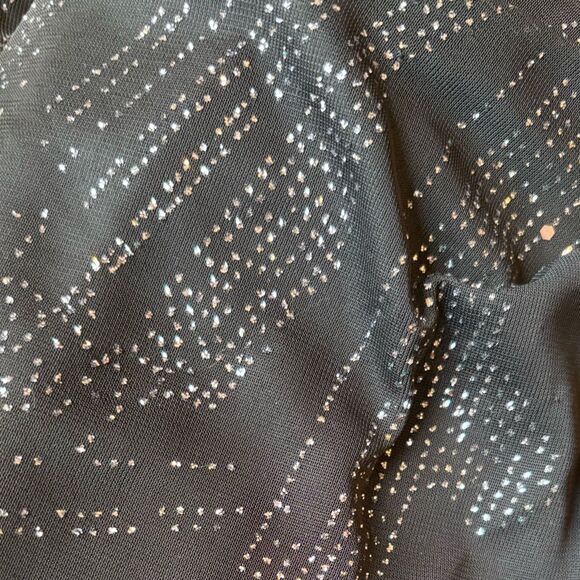 R&M Richards Vintage Maxi Dress One Shoulder Draped Black Silver Sparkle Size 4P - Picture 10 of 16
